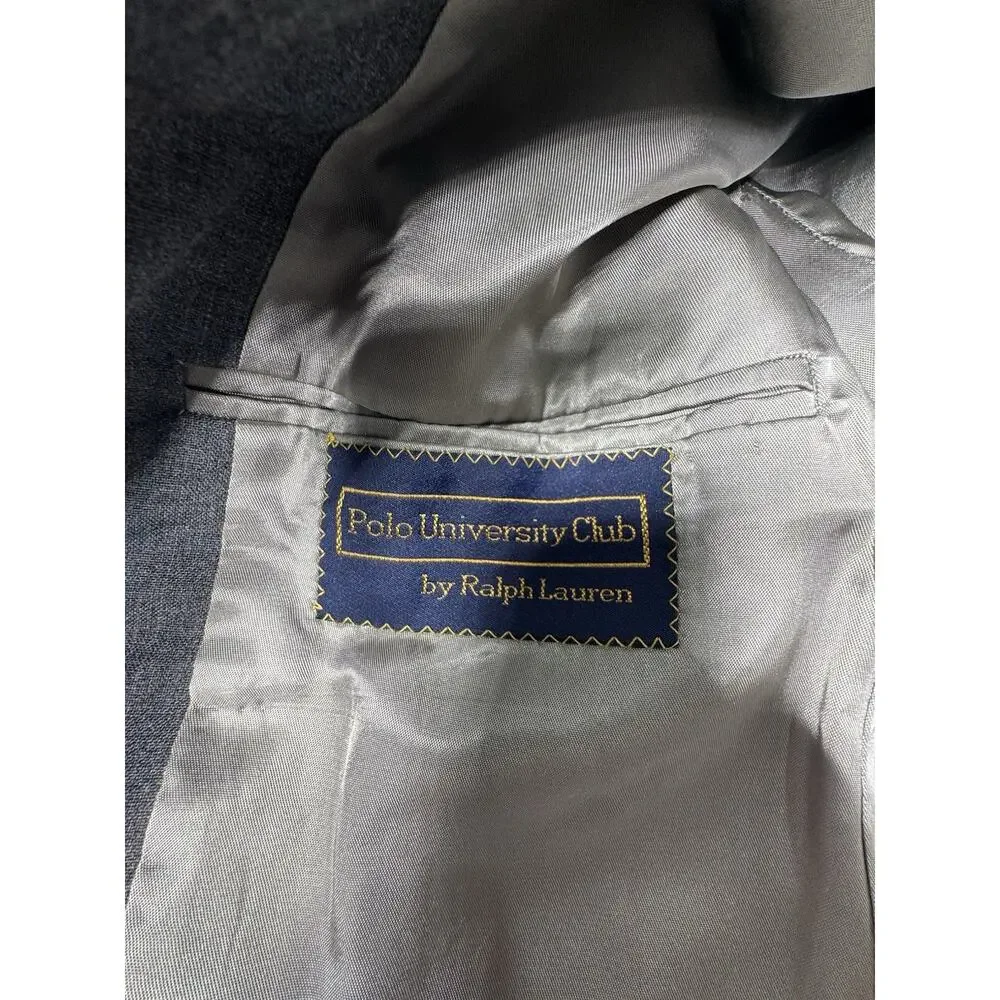 Polo University Ralph Lauren Mens 42R Gray Windowpane Sport Coat Blazer